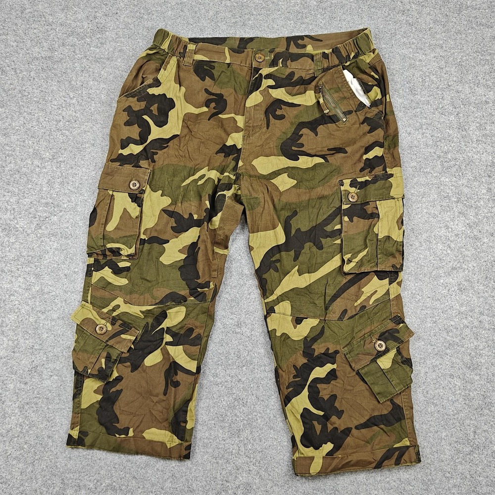 Mustway Pants Womens 20 Multicolor Camo Cargo Twill Stretch Capri Pockets